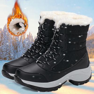 Heren Winter Leren Laarzen Warm Pluche Gevoerd Sneeuwschoenen Waterdicht Antislip Enkellaars Vetersluiting Buiten Wandelschoenen Maat 39 tot 48