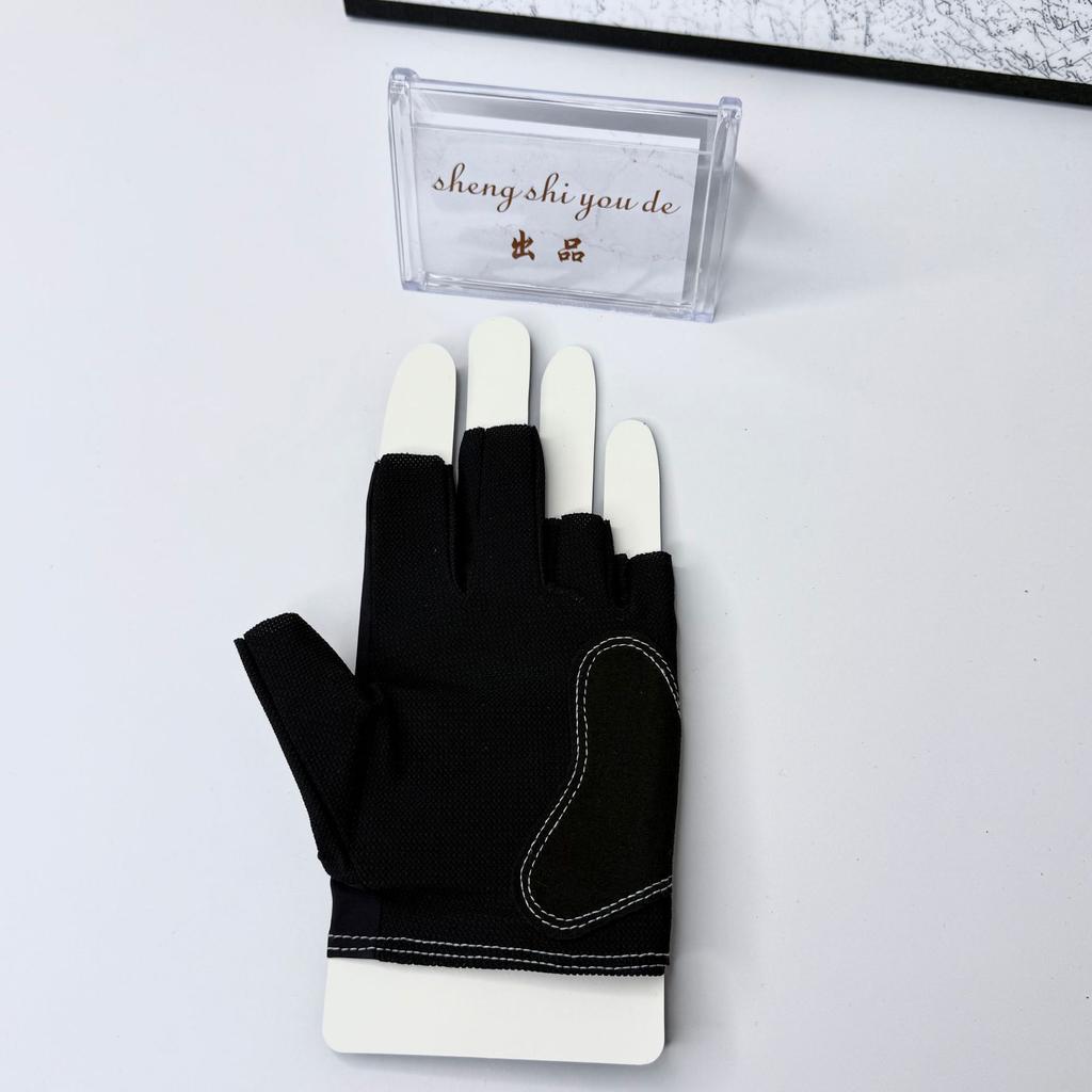 Billiard Fitness Half-Finger Gloves, Thin Breathable Anti-Slip Climbing Hiking Sunscreen Cycling Gloves