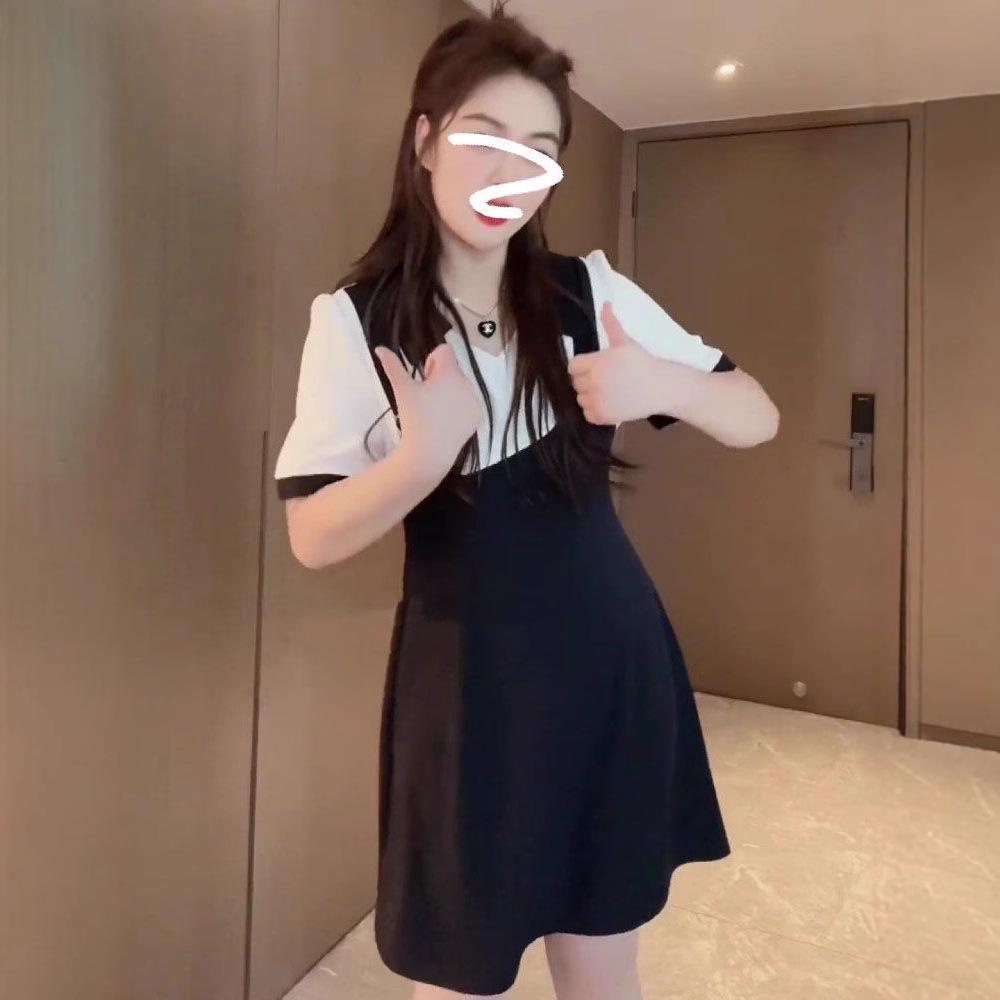 

2024 Slimming Summer Casual Polo Collared Two-Piece Dress XXL