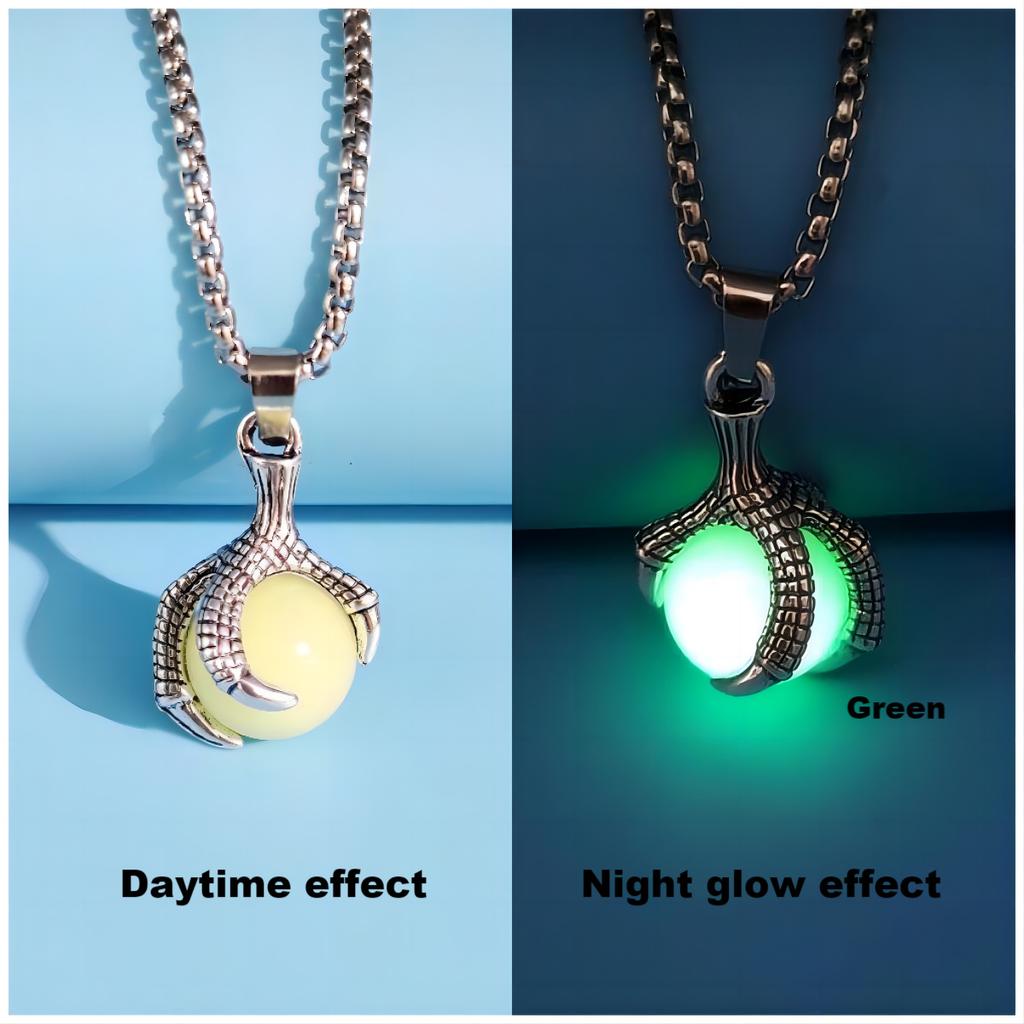 Vintage Glowing Dragon Claw Necklace Hip Hop Street Light Up Pendant Men's Accessory