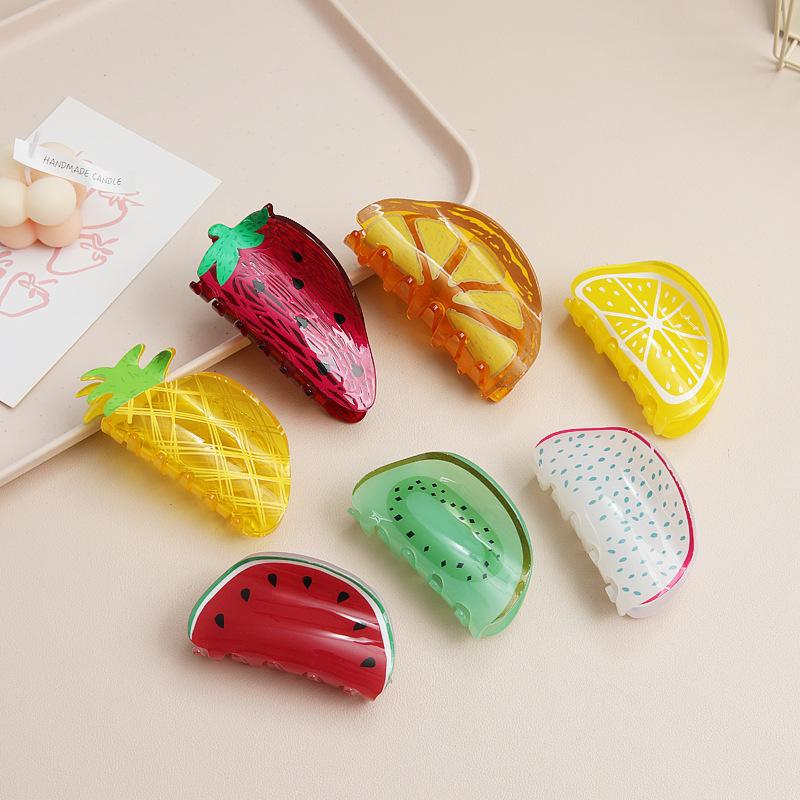 Creative Fruit Lemon Scratch Clip Acrylic Hair Accessories Hair Scratch Back Head Hairpin Shark Clip