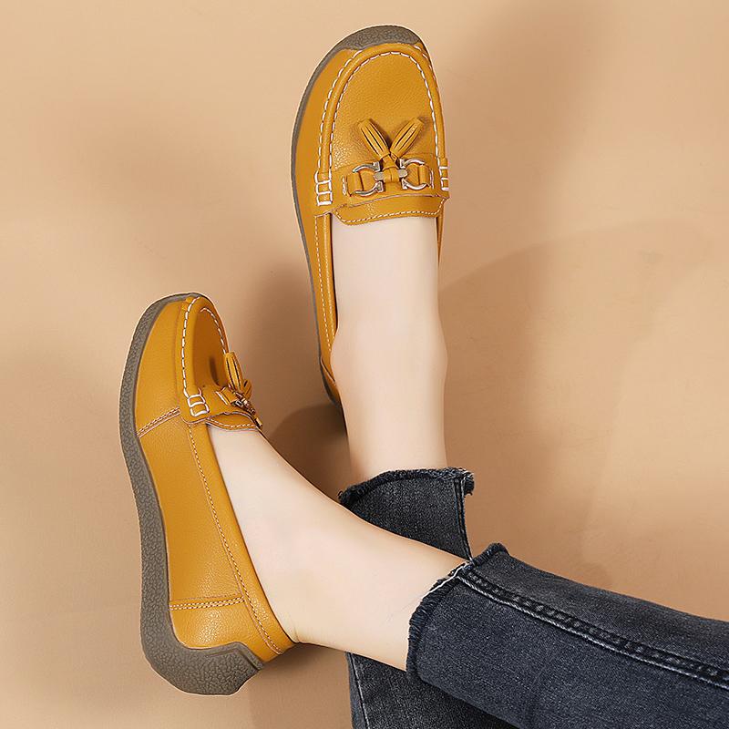 Fashion 2025 Summer Fashion Sneakers Women Comforty Flats Soft Hand-stitching Leather Casual Shoes Slip On Loafers Walking Shoes