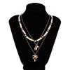 KunJoe 3Pcs Vintage Wooden Beads Chain Choker Necklace for Men Scallop Coconut Tree Pendant Necklace Male Jewelry on the Neck