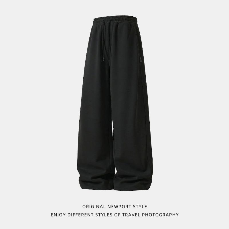Mens Loose Split Spliced Draping Casual Sports Long Sweat Pants