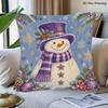 2D Flat 1pc Winter Holiday Christmas Whimsical Snow for Man Throw Pillow Covers Violet Pillowcases One-Sided Printing Without Pillow Inserts Sofa Bed