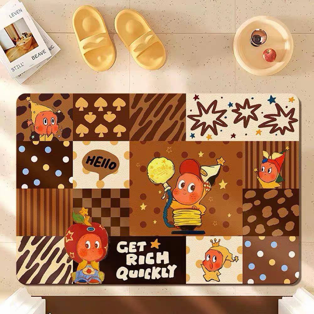 Cartoon Star Man Diatom Mud Bathroom Mat, Hand-Washable, Water Absorbent, Anti-Slip Toilet Door Mat