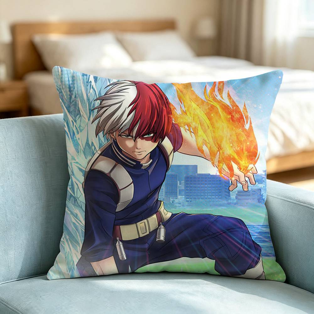Shoto Todoroki Ice And Fire Square Double-Sided printed Pillow Case Bedroom Bedside Pillow Sofa Cushion Cover Gift