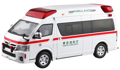 AOSHIMA 1/32 Scale Rakupla Snap Kit No.02-HM Toyota Himedic Ambulance, Color-Coded Plastic Model