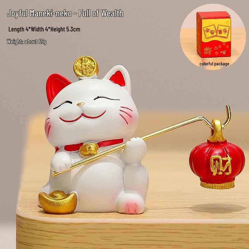 2025 Handmade Lucky Cat Ornament - Creative Cartoon Figure for Office Desk Decor and Cute Gifts