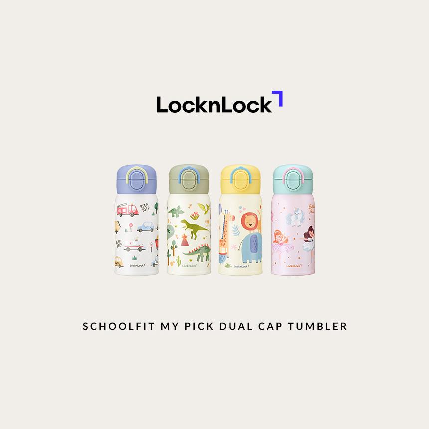 LocknLock Kids One Touch Stainless Water Bottle Leak Proof Thermos Tumbler 350ml 4 Designs