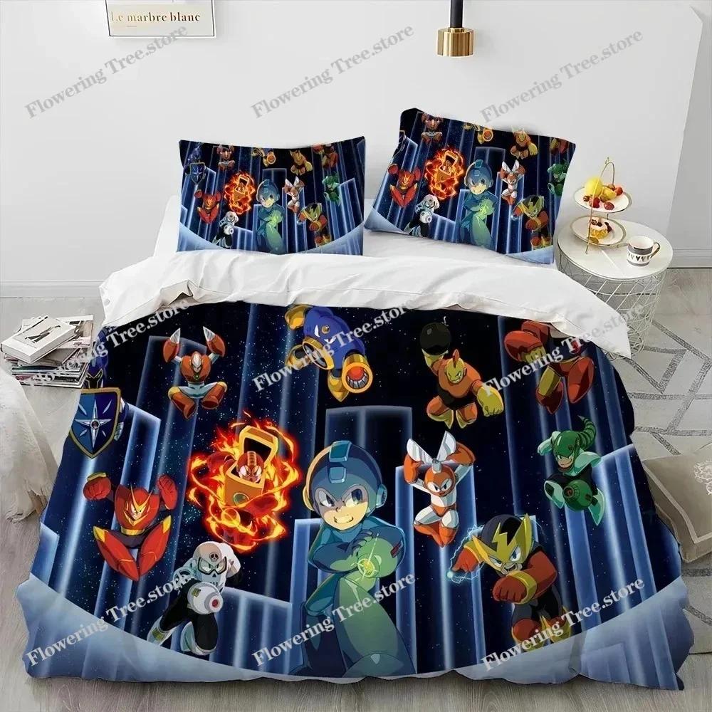 3D Rockman Megaman Game Cartoon Comforter Bedding Set,Duvet Cover Bed Set Quilt Cover Pill