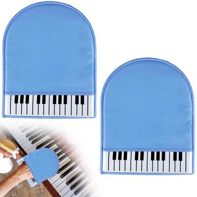 Set mit 2 Klavierhandschuhen mit Schlüssel Perfekt zum Reinigen Samt für Weichen und Bequemen Staub Kompatibel mit Verschiedenen Klavieren Reiniger, Klaviere, Doppelseitig
