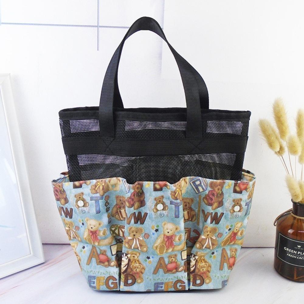 

Breathable Handbag Flower Printed Bath Bag New Shopping Tote Unisex