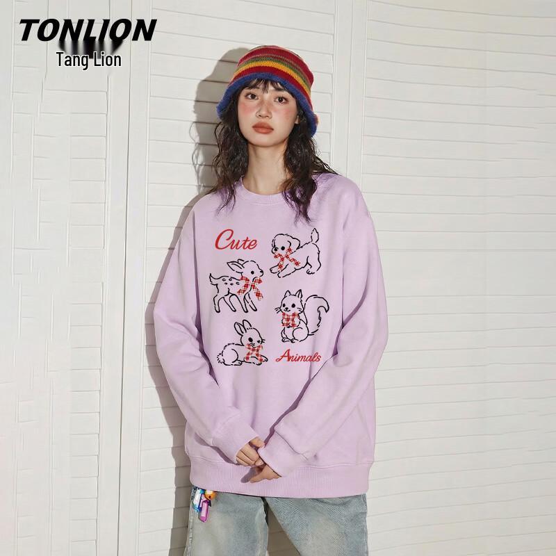 TonLion Women's Round Neck Long Sleeve Sweatshirt