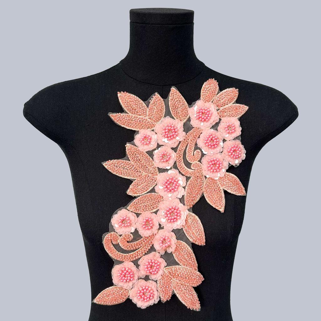 Mesh Sequin Nail Diamond Bead Embroidery Sewing Single Flower Collar Diy Decoration With Clothing Accessories Collar