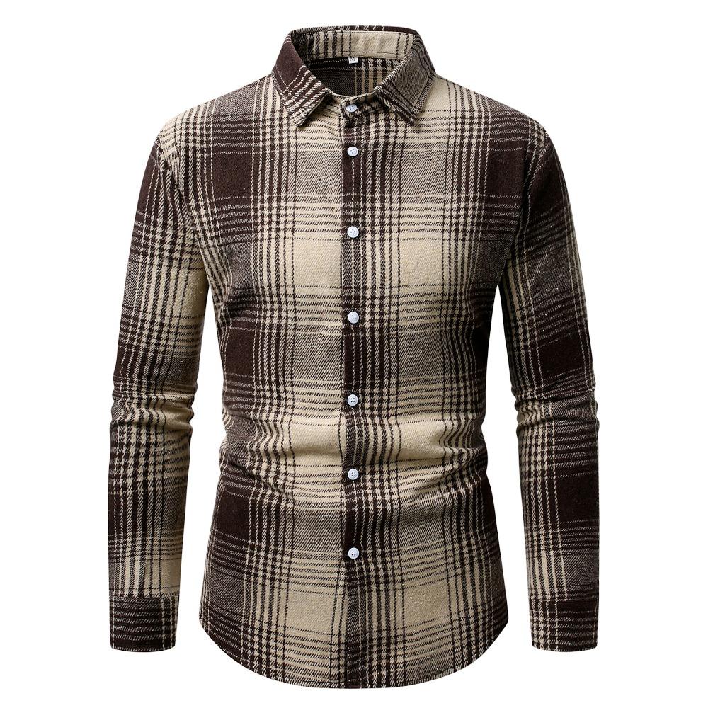 Men’s Checked Long-sleeved Shirt – Men’s Business and Casual Shirt