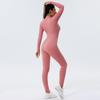 Womens High-Elastic Quick-Dry Ribbed Seamless Yoga Jumpsuit With Zipper Fit Sports Bodysuit