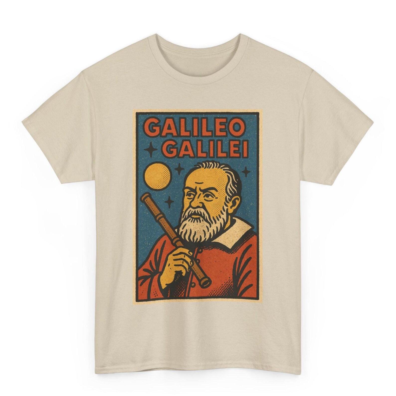 Galileo Galilei T-Shirt: Retro Comic Style Astronomy Tee S