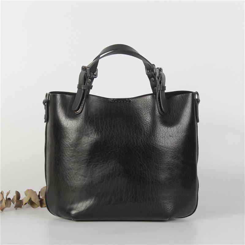 

Johnature универсальная женская сумка-тоут из натуральной кожи в стиле ретро, ​​натуральная мягкая яловая кожа, большая вместительная сумка, женская сумка для отдыха чёрный