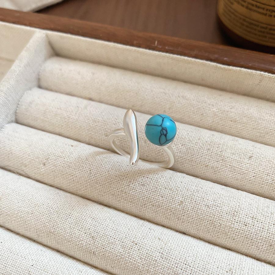 Maillard Vintage Geometric Flower Tiger's Eye Open Ring Simple Index Finger Ring Jewelry