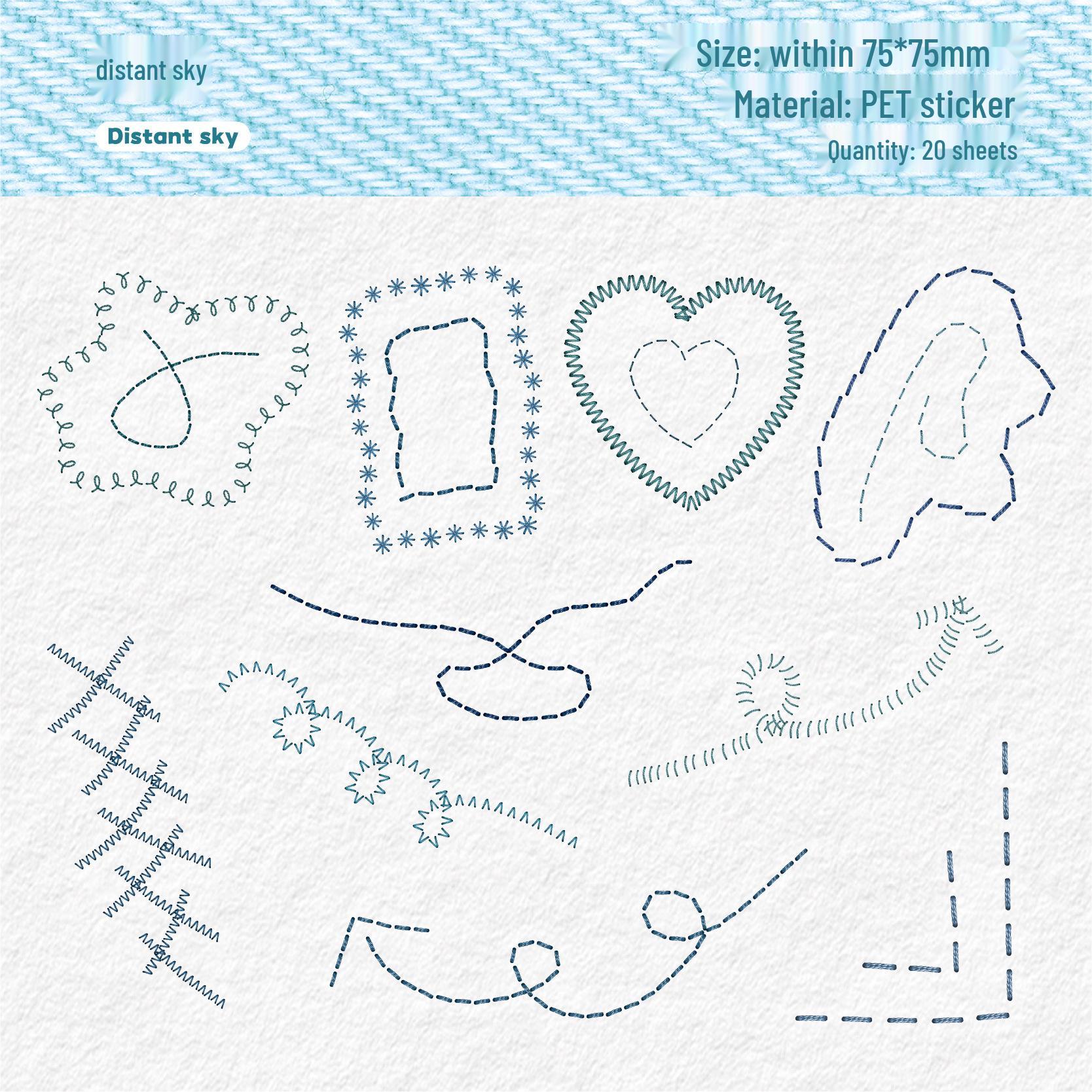 Retro Story Sticker Pack: 6 Styles of Embroidery Thread Series for Journals and Collages