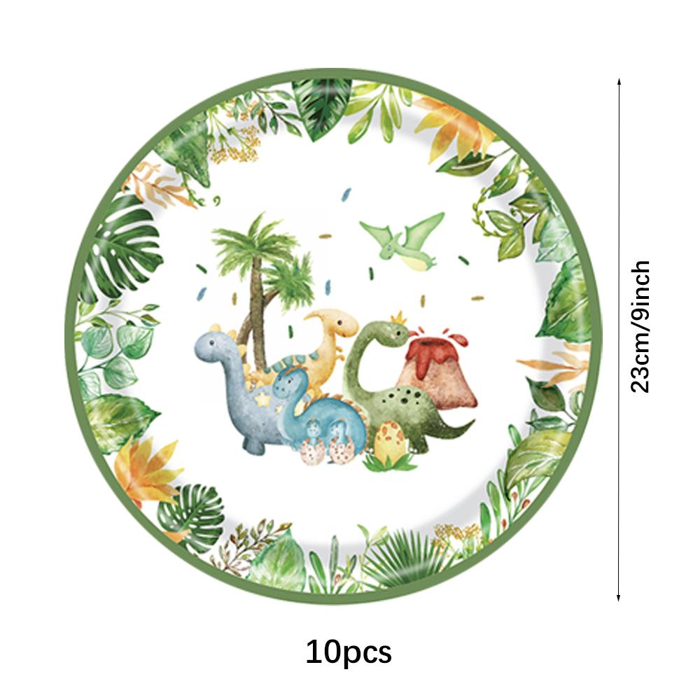 Cartoon Dinosaur Birthday Disposable Tableware Paper Plates Cups Napkin Tablecloth Dinosaur Roar Theme Birthday Party Decoration