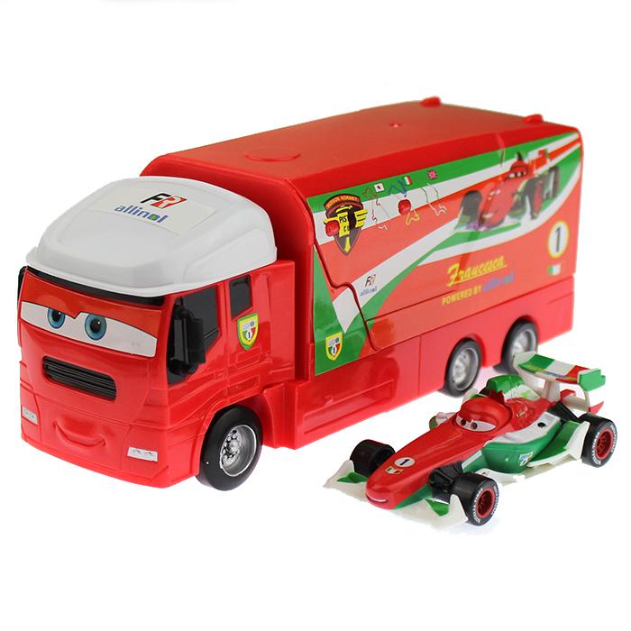 Disney Pixar Cars LKW mit Auto Lightning McQueen Legierung Metall Modell Der König Chick Hicks Diecast Metall Rennen Kinder Weihnachtsgeschenk
