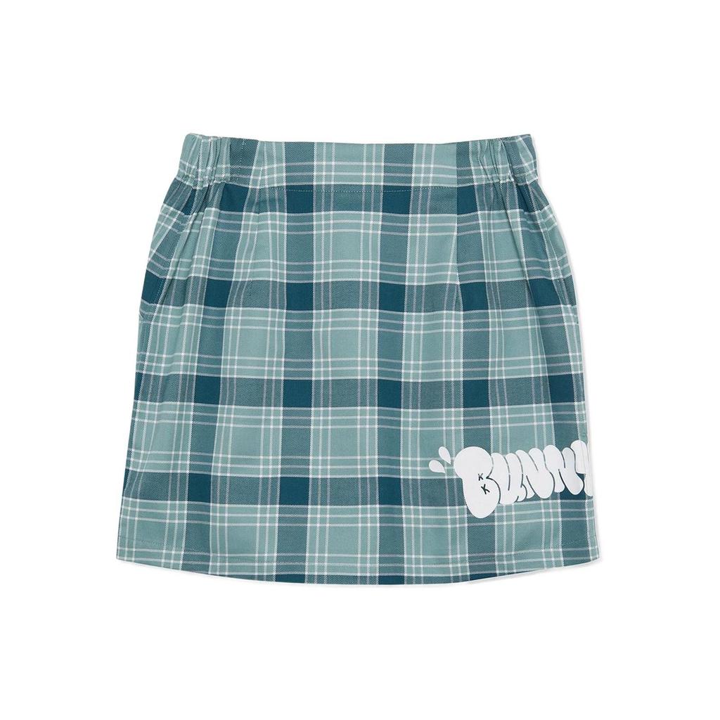 Li Ning X Persue Artist Collaboration Color Block Plaid A-Line Skirt Women Skirts Green ASKR242-3