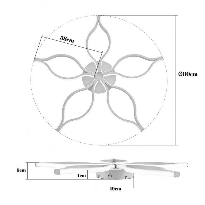 Plafonnier LED - NETTLIFE - Plafonnier 80 cm 75 W - Télécommande - Veilleuse - Intensité réglable