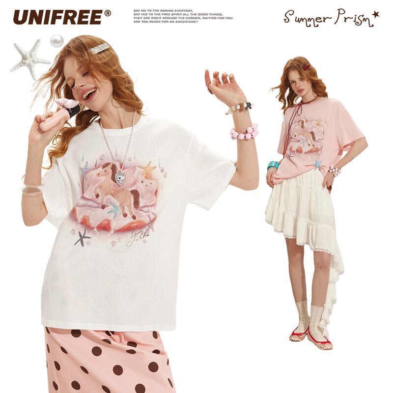 UNIFREE Dreamy Fairy Tale Print T-Shirt L