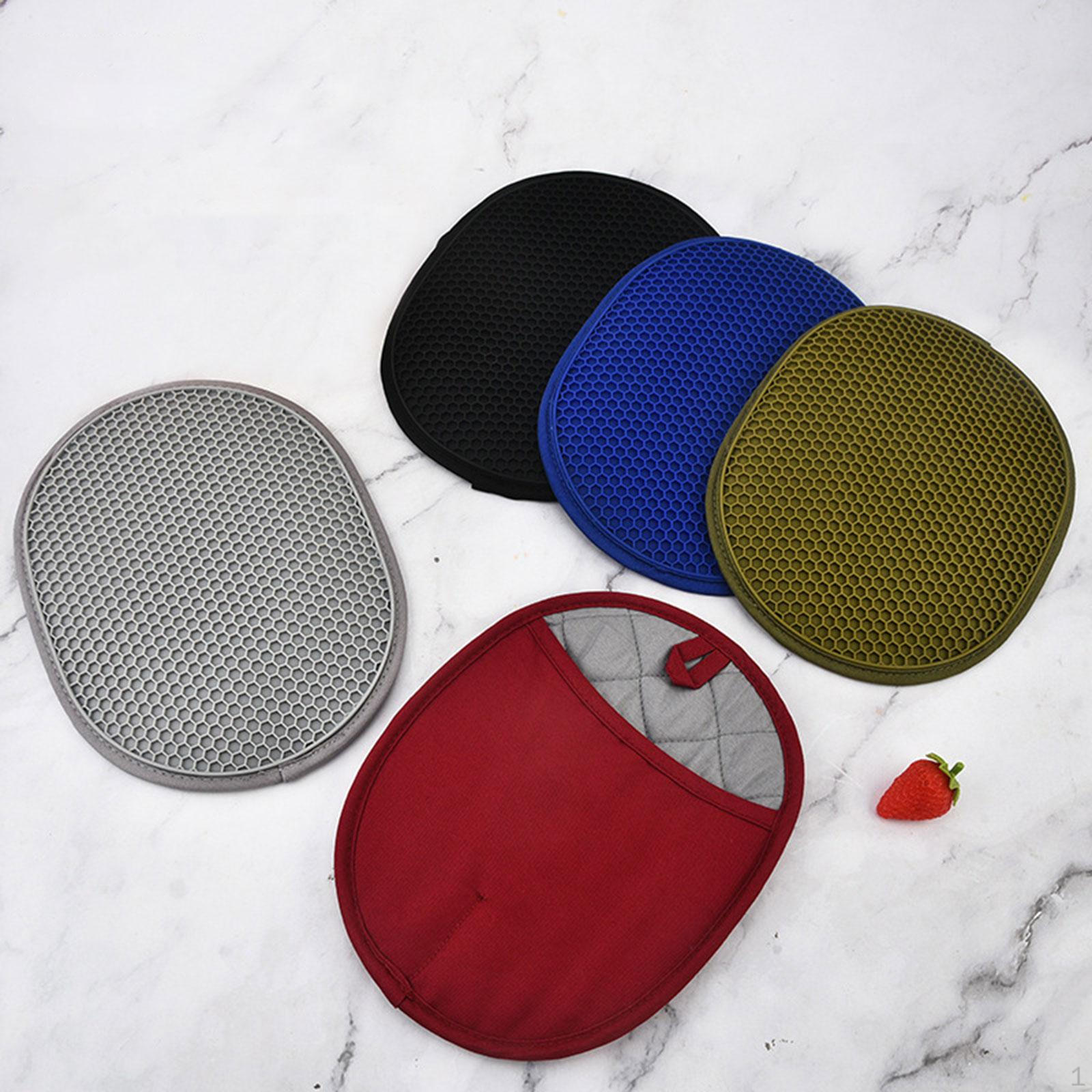 

2 in 1 Oven Mittens Heat Resistant Pot Holder Good Grip Gloves Potholder for Camping, Barbecue, серый