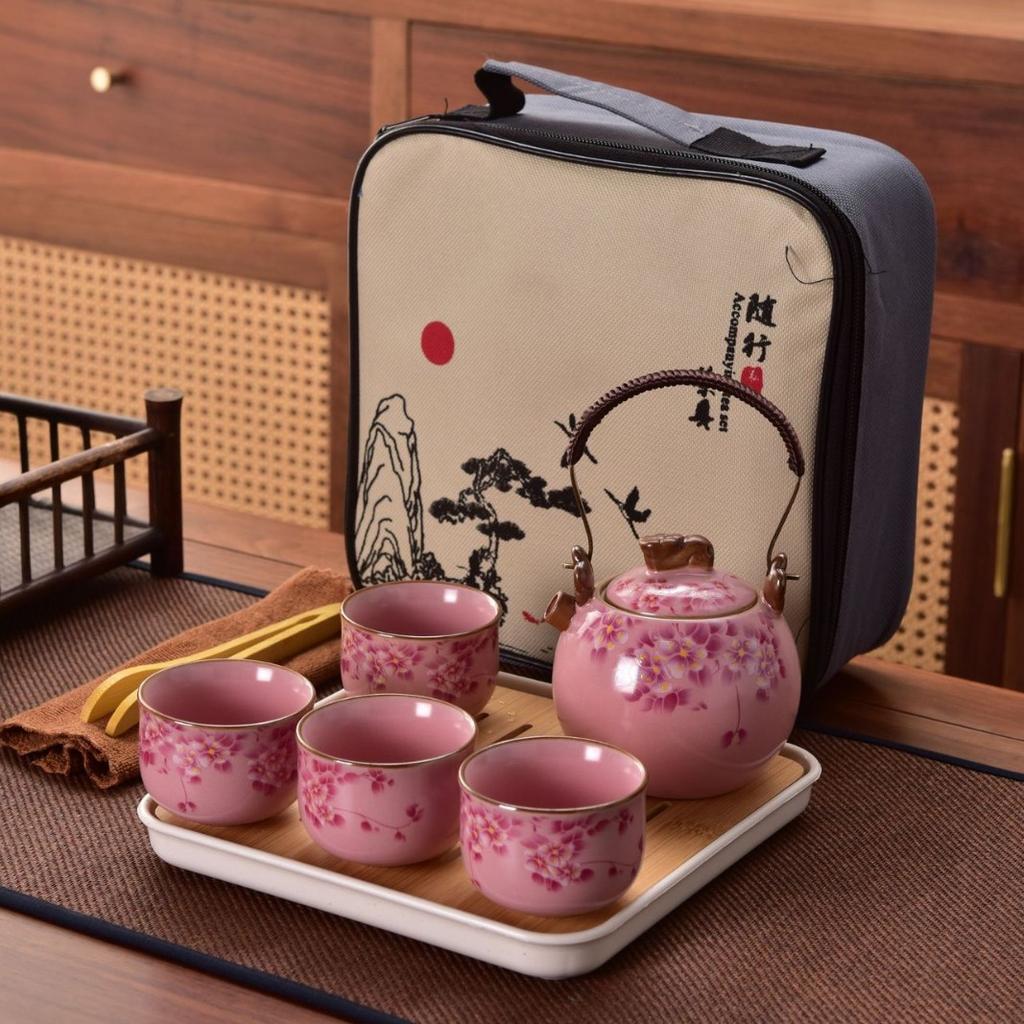 Chinese Kung Fu Travel Tea Set Creative Ceramic Portable Outdoor Travel Teapot Teacup Traditional Tea Ceremony Teaware Gift Box