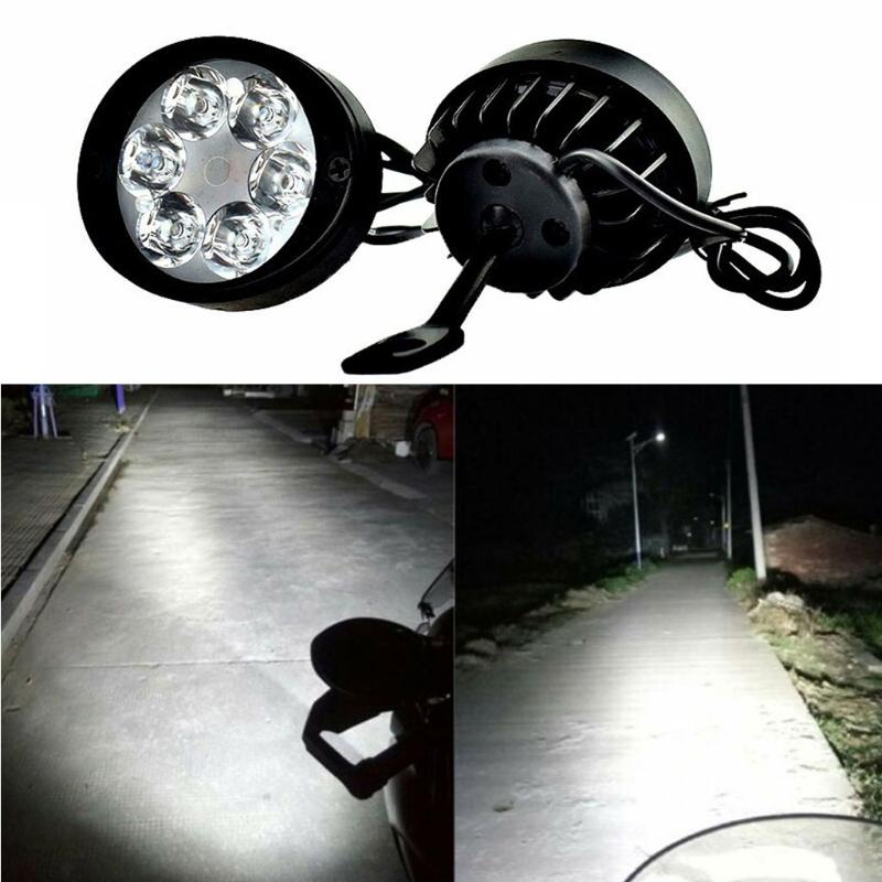 2Pcs Motorcycle Headlight Fog Driving Lights 6 LED Working Spot Light Fog Lamp Scooters Spotlight Motorcycle Side Mirror