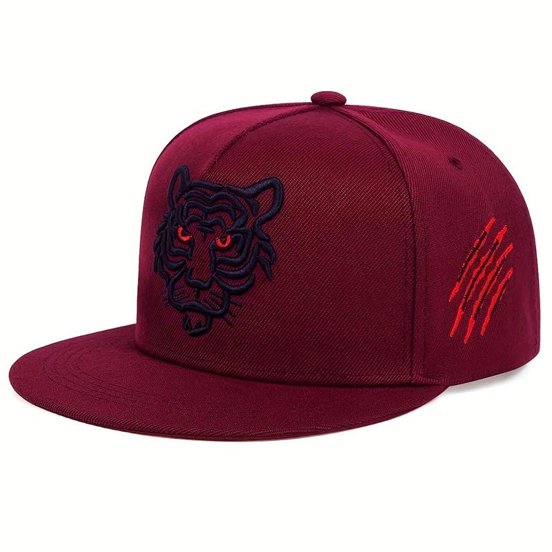 Unisex Tiger Embroidery Hip-hop Hats Spring Autumn Outdoor Adjustable Casual Baseball Caps Trucker Caps Sunscreen Hat