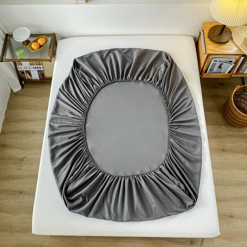 Plain Color Single Piece Washed Cotton Brushed Mattress Protector Dustproof Bed Cover