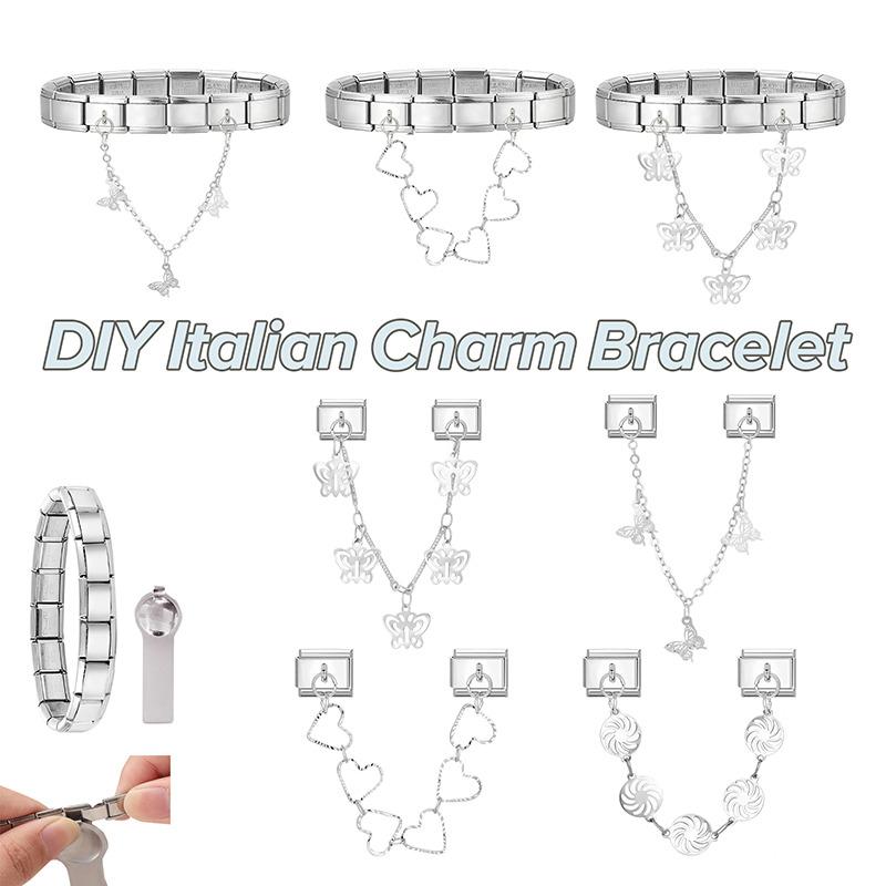 Fashion Butterfly Heart Devil Eyes Daisy Tassel Chain Italian Charm Links Fit 9MM Bracelet Stainless Steel Women DIY Making Gift