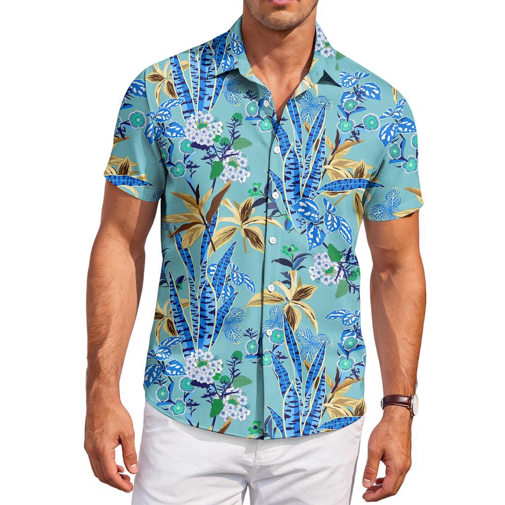Men's Casual Fashion Printed Short,Sleeve Shirt