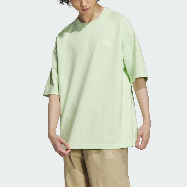 Adidas Solid Color Logo Sports Casual Short Sleeve T-Shirt Men Tops Lime-Green JJ1351