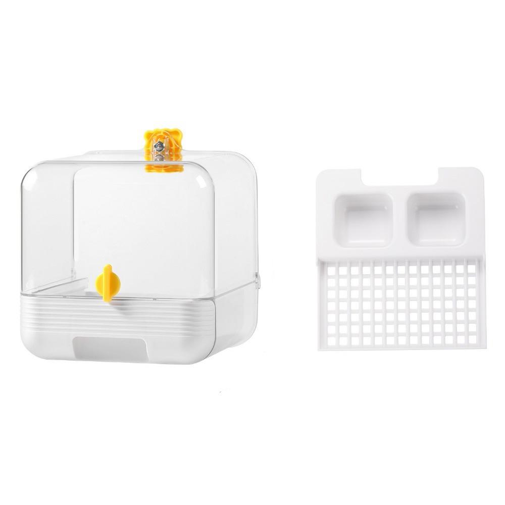 Transparente 2-in-1 Papageien-Badewanne Platzsparend Vogel-Wasser-Futterspender Vogelkäfig Zubehör