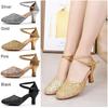 Modische moderne Tanzschuhe für Damen, Ballsaal, Party, Walzer, Jazz, geschlossene Zehenpartie, Pailletten, Tanzschuhe mit 5 cm Absatz