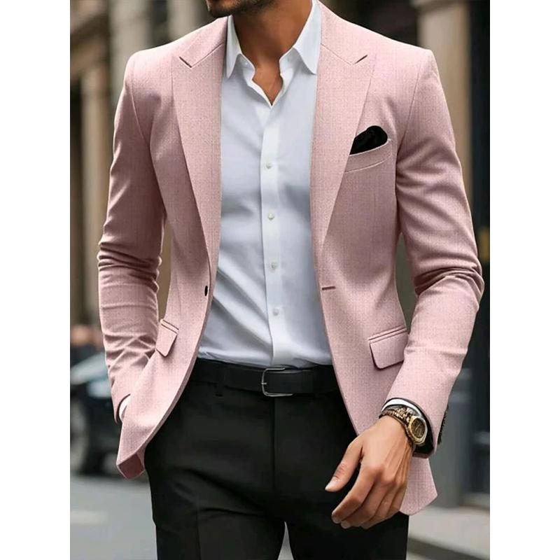 Plamoodporna męska marynarka garniturowa wykonana z włókna poliestrowego do biznesu i wypoczynku, z cyfrowym nadrukiem, fałszywą kieszenią, modna na jesień i zimę