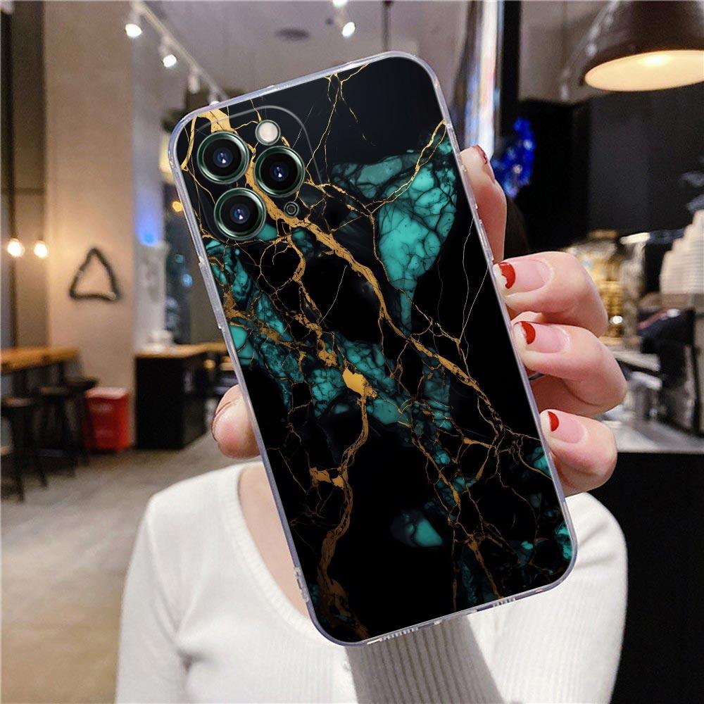 Flowing Color Marble Pattern Clear Case For iPhone 16 15 14 13 12 11 Pro Max Mini Xs XR X 7 8 Plus Cover For Iphone 16 Pro Case
