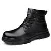 Men's High-Top Leather Martin Boots - Outdoor Big Toe Work and Casual Autumn/Winter Boots with Velvet Lining