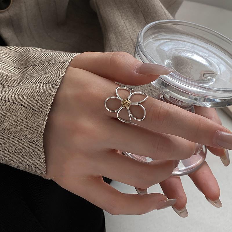 Vintage Palast Blumenring Diamantstil Leichter Luxus Premium Zeigefinger Schmuck