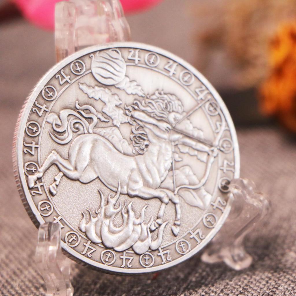 Zwölf Tierkreiszeichen-Münzen, Waage, Wassermann, Schütze, Tarot-Konstellationen, Retro, Silbermünzengeschenke, Weihnachtsgeschenk, Strumpffüller