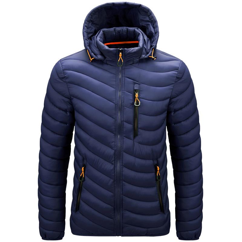 Men's Autumn and Winter Solid Color Warm Jacket Youth Long-sleeved Hooded Casual Jacket