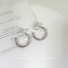 Metal C-shaped earrings without pierced ears + simple geometric round earrings cold wind personalized mosquito coil disc earrings