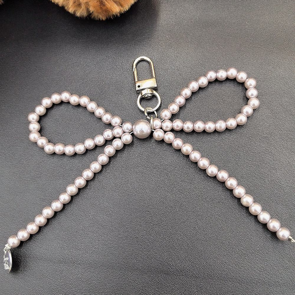Portachiavi con Ciondolo a Forma di Fiocco d'Amore Placcato Argento per Telefoni - Raffinato Piccolo Accessorio Regalo