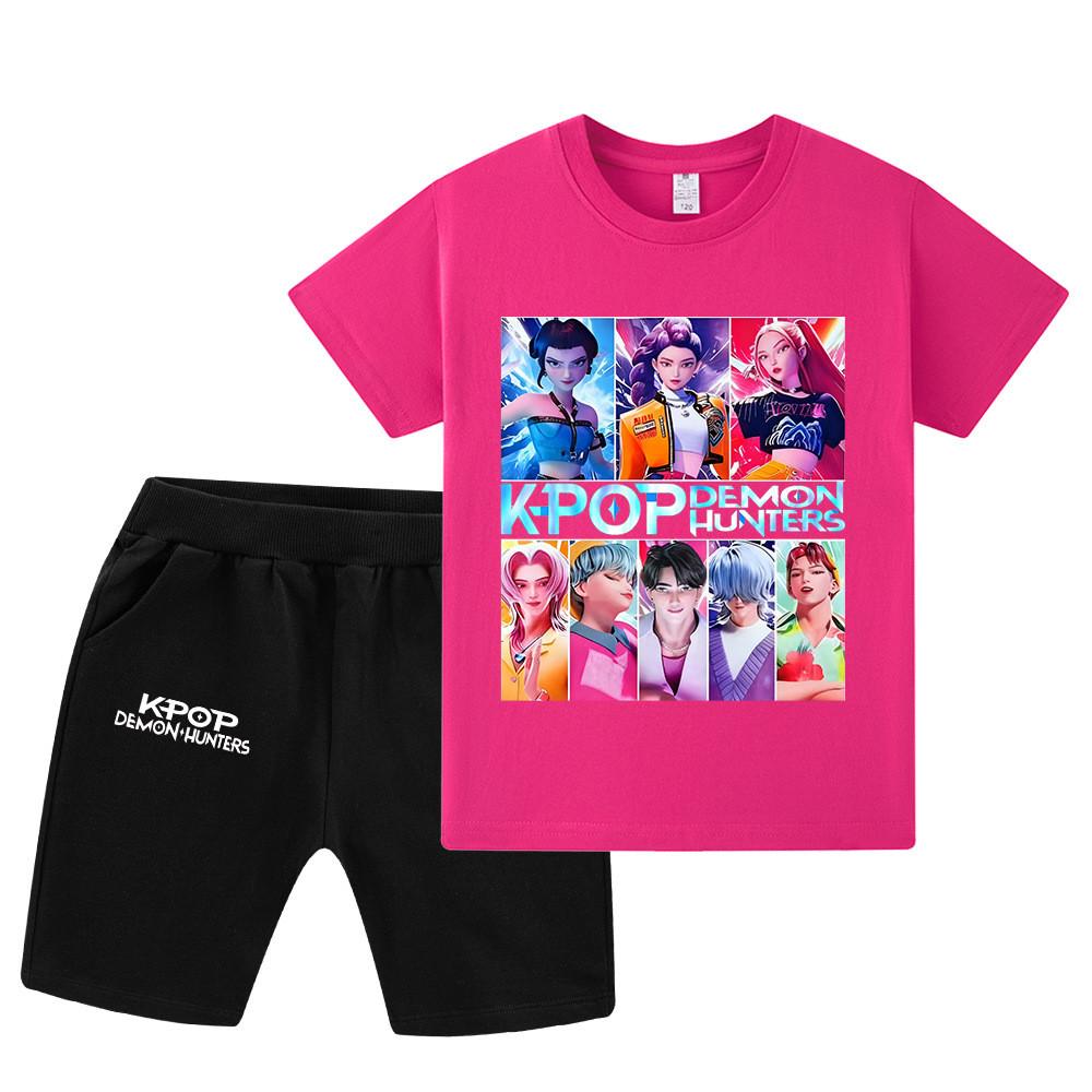 WA1230 Kids Boys Girls Kpop Rumi Zoey Mira Sajaboys Print Short Sleeves T-shirt Shorts Pants Sets
