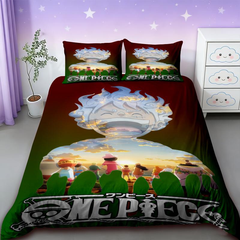 Anime One Piece Duvet Cover Set Japanese Cartoon Brooke Luffy Bedding Set Twin Full Size Bedroom Bed Decor Teens Boys Boys Gifts
